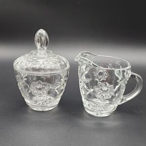 Vintage Anchor Hocking Prescut Star of David Creamer Pitcher Sugar Bowl/ Lid